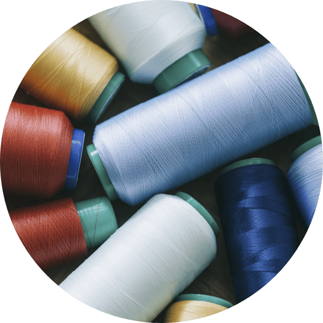 再生ポリエステル原料による縫製糸を使用